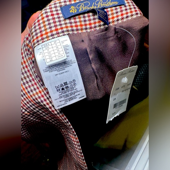 NWT Brooks Brothers Skirt Plaid Houndstooth Brown/Orange size 2p - Picture 8 of 9